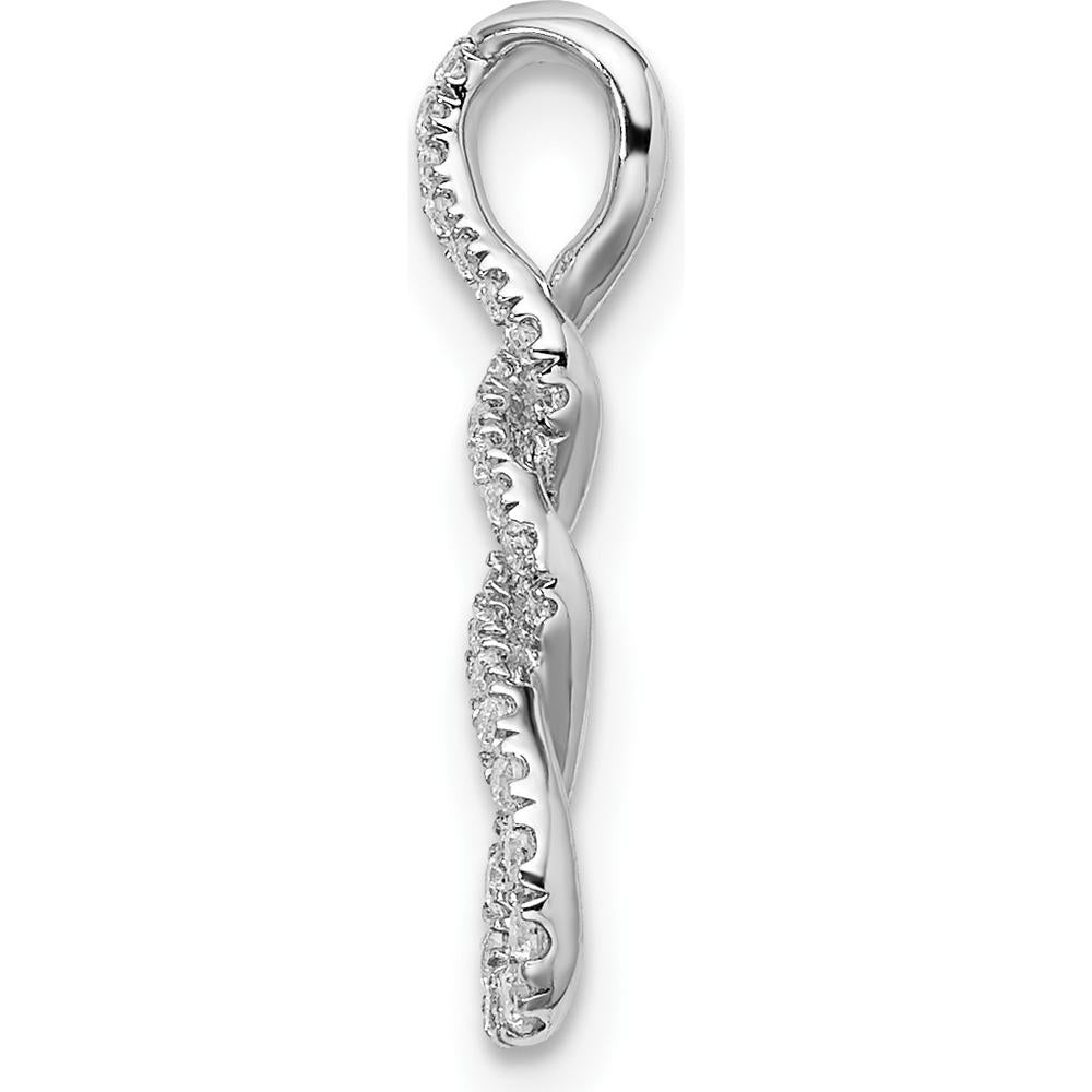 10K White Gold Diamond Twist Pendant - Polished Finish by Oro Pregiato