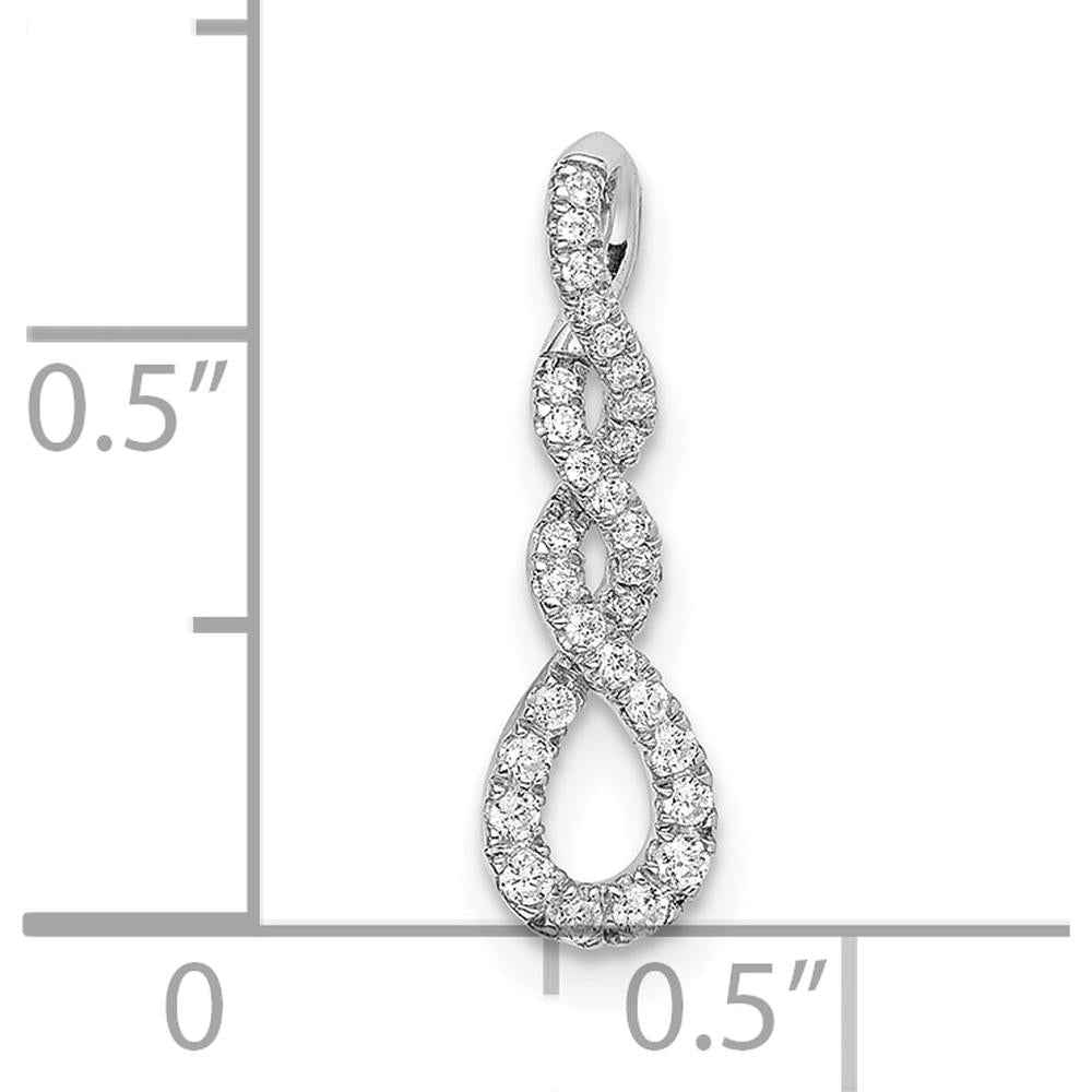 10K White Gold Diamond Twist Pendant - Polished Finish by Oro Pregiato