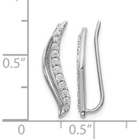 10K White Gold Diamond Wave Ear Climber Earrings - 0.25 Carats Total Diamond Weight by Oro Pregiato