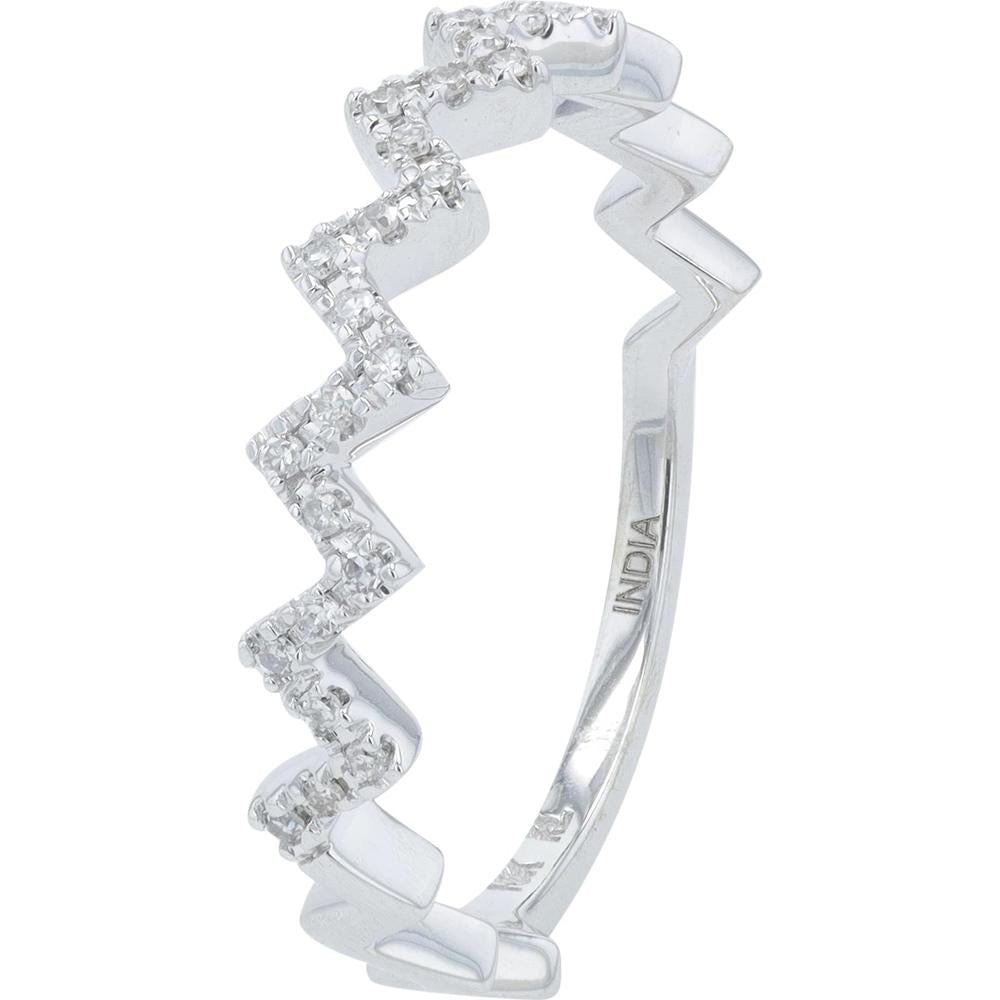 10K White Gold Diamond Zig Zag Ring - 0.10 Carat Total Diamond Weight