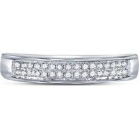 10K White Gold Double-Row Pavé Band Ring with Round Diamonds - 0.10 Carat Total Diamond Weight