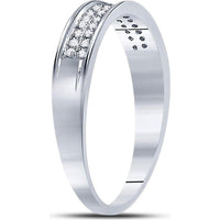 10K White Gold Double-Row Pavé Band Ring with Round Diamonds - 0.10 Carat Total Diamond Weight