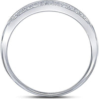10K White Gold Double-Row Pavé Band Ring with Round Diamonds - 0.10 Carat Total Diamond Weight