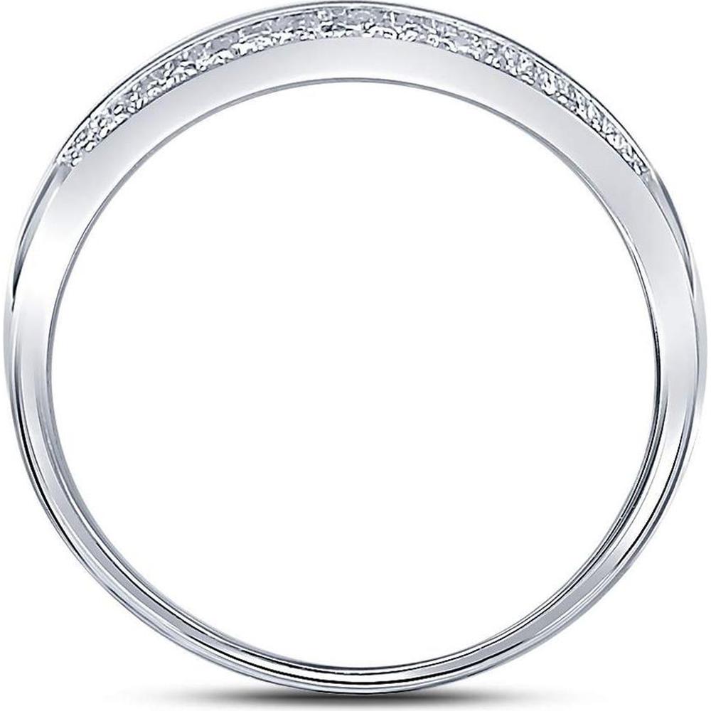 10K White Gold Double-Row Pavé Band Ring with Round Diamonds - 0.10 Carat Total Diamond Weight