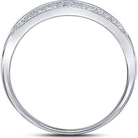 10K White Gold Double-Row Pavé Band Ring with Round Diamonds - 0.10 Carat Total Diamond Weight