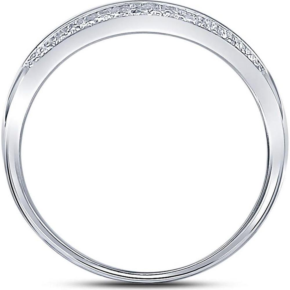10K White Gold Double-Row Pavé Band Ring with Round Diamonds - 0.10 Carat Total Diamond Weight