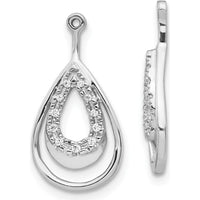 10K White Gold Double Teardrop Diamond Earring Jackets - 1/4 Carats Total Diamond Weight by Oro Pregiato