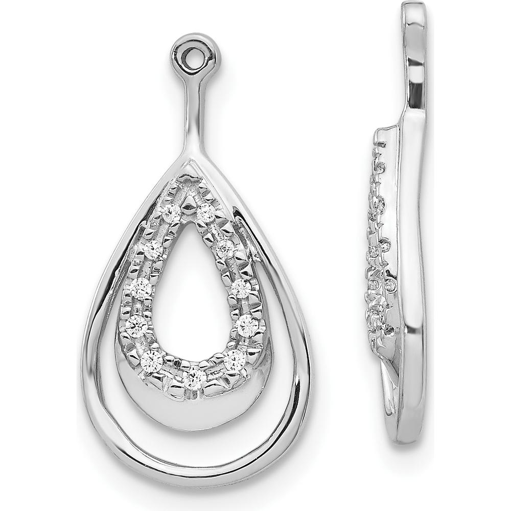 10K White Gold Double Teardrop Diamond Earring Jackets - 1/4 Carats Total Diamond Weight by Oro Pregiato