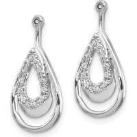 10K White Gold Double Teardrop Diamond Earring Jackets - 1/4 Carats Total Diamond Weight by Oro Pregiato