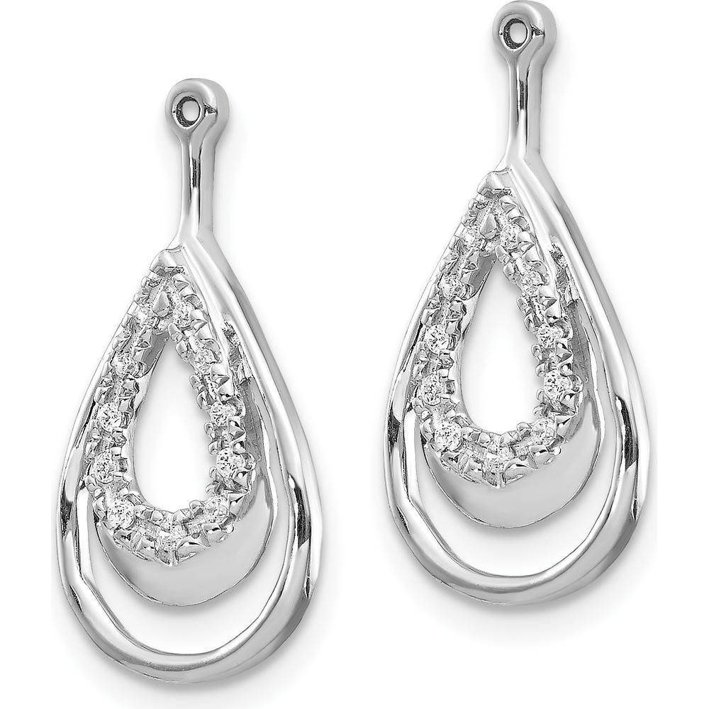 10K White Gold Double Teardrop Diamond Earring Jackets - 1/4 Carats Total Diamond Weight by Oro Pregiato