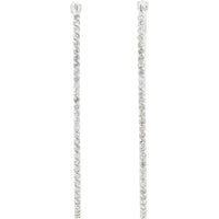 10K White Gold Elongated Oval Hoop Earrings with Prong-Set Round Diamonds - 0.32 Carat Total Diamond Weight