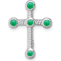 10K White Gold Emerald Cross Pendant with Five Round Emeralds - 0.0585 Carat Total Gem Weight by Lumare Gioia