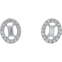 10K White Gold Emerald-Cut Diamond Stud Earrings with Round Diamonds - 0.25 Carat Total Diamond Weight