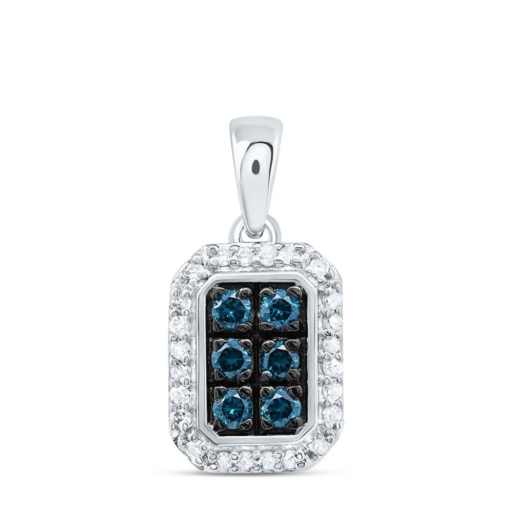 10K White Gold Emerald Diamond Pendant - 1/4 Carat Total Gemstone Weight