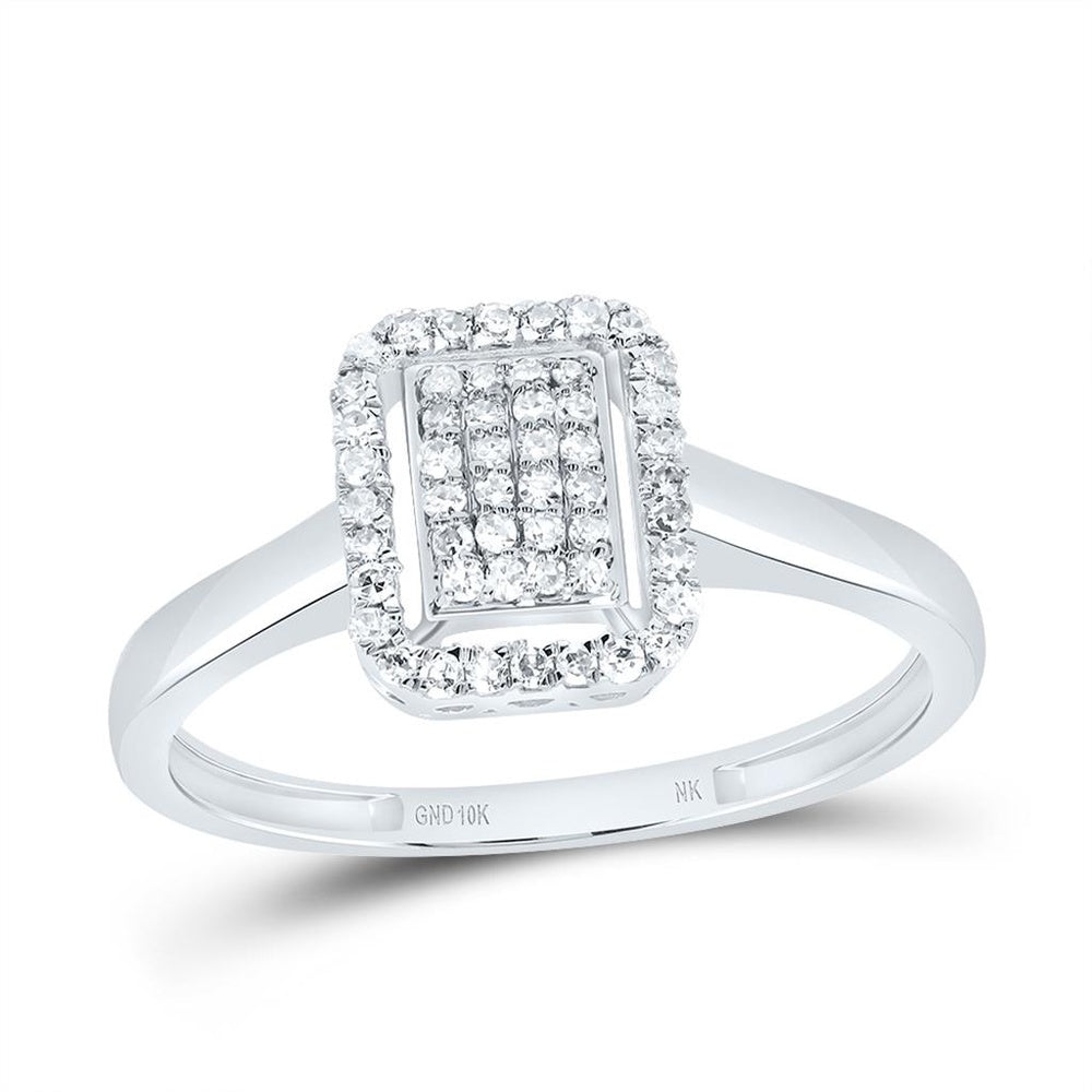 10K White Gold Emerald Diamond Ring - 1/5 Carat Total Gemstone Weight