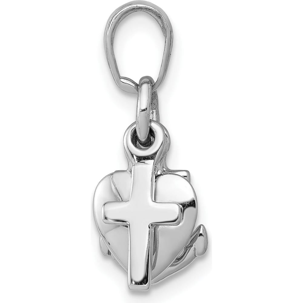 10K White Gold Faith, Hope and Charity 3D Charm Pendant - Polished Finish