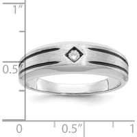 10K White Gold Fancy Band Ring with Center Diamond Accent by IBGoodman