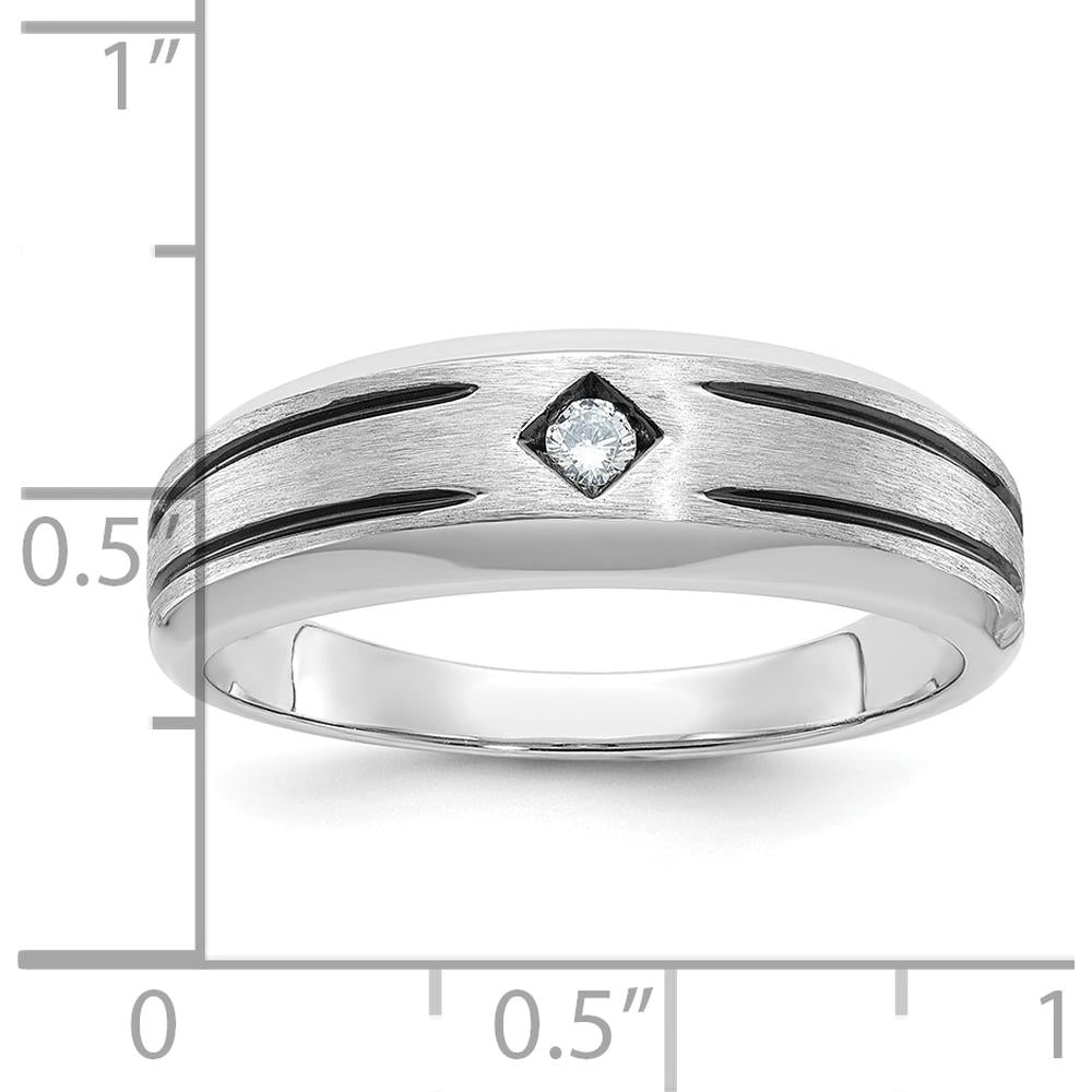 10K White Gold Fancy Band Ring with Center Diamond Accent by IBGoodman