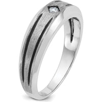 10K White Gold Fancy Band Ring with Center Diamond Accent by IBGoodman