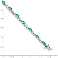 10K White Gold Fancy Chain Bracelet with 14 Oval Emeralds - 0.21 Carats Total Emerald Weight by Oro Pregiato