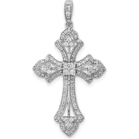 10K White Gold Fancy Cross Pendant with Round Diamonds - 0.50 Carat Total Diamond Weight by Oro Pregiato