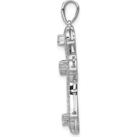 10K White Gold Fancy Cross Pendant with Round Diamonds - 0.50 Carat Total Diamond Weight by Oro Pregiato