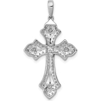 10K White Gold Fancy Cross Pendant with Round Diamonds - 0.50 Carat Total Diamond Weight by Oro Pregiato