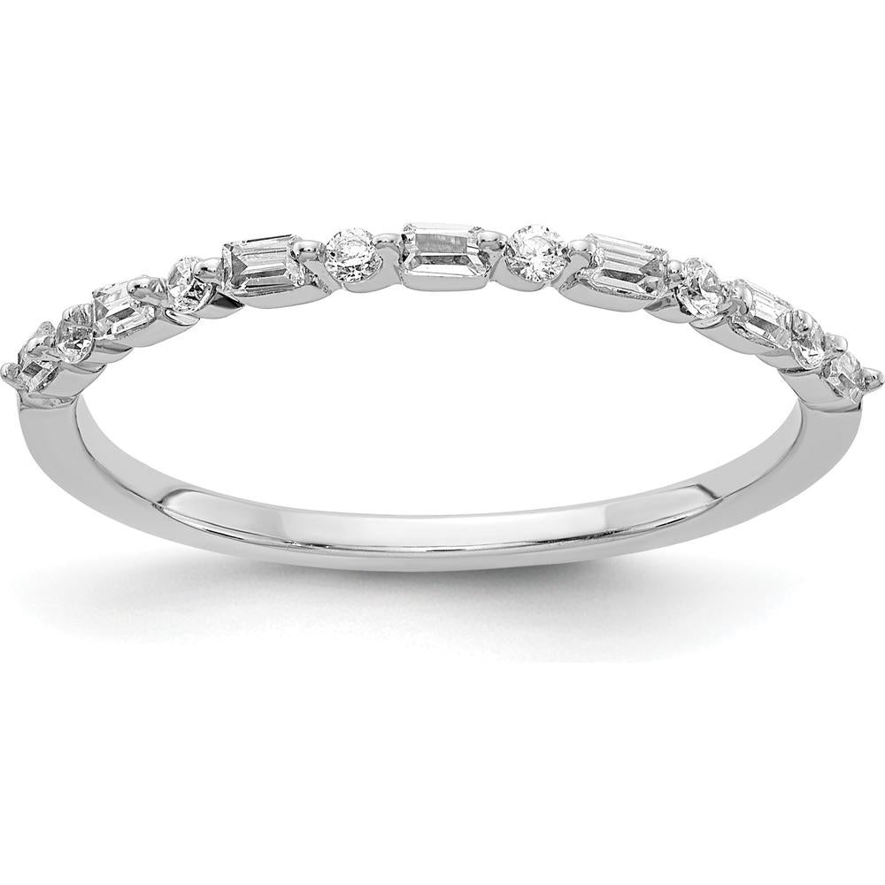 10K White Gold Fancy Diamond Band with Round and Emerald-Cut Diamonds - 0.50 Carat Total Diamond Weight by 0