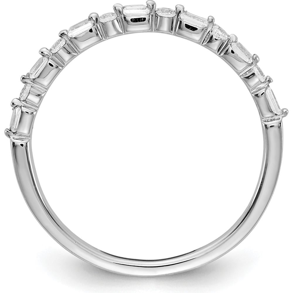 10K White Gold Fancy Diamond Band with Round and Emerald-Cut Diamonds - 0.50 Carat Total Diamond Weight by 0
