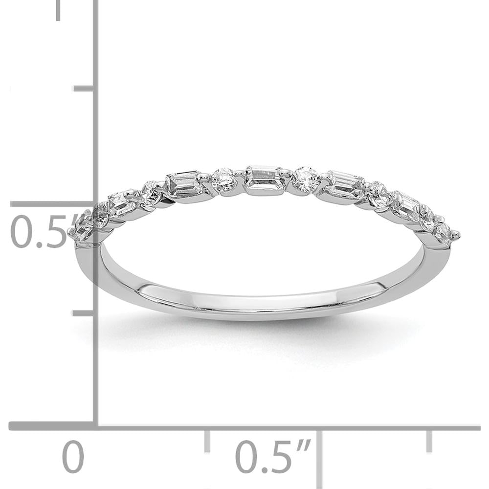 10K White Gold Fancy Diamond Band with Round and Emerald-Cut Diamonds - 0.50 Carat Total Diamond Weight by 0
