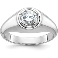 10K White Gold Fancy Men's Ring Mounting with Polished Finish and Rhodium Plating by IBGoodman