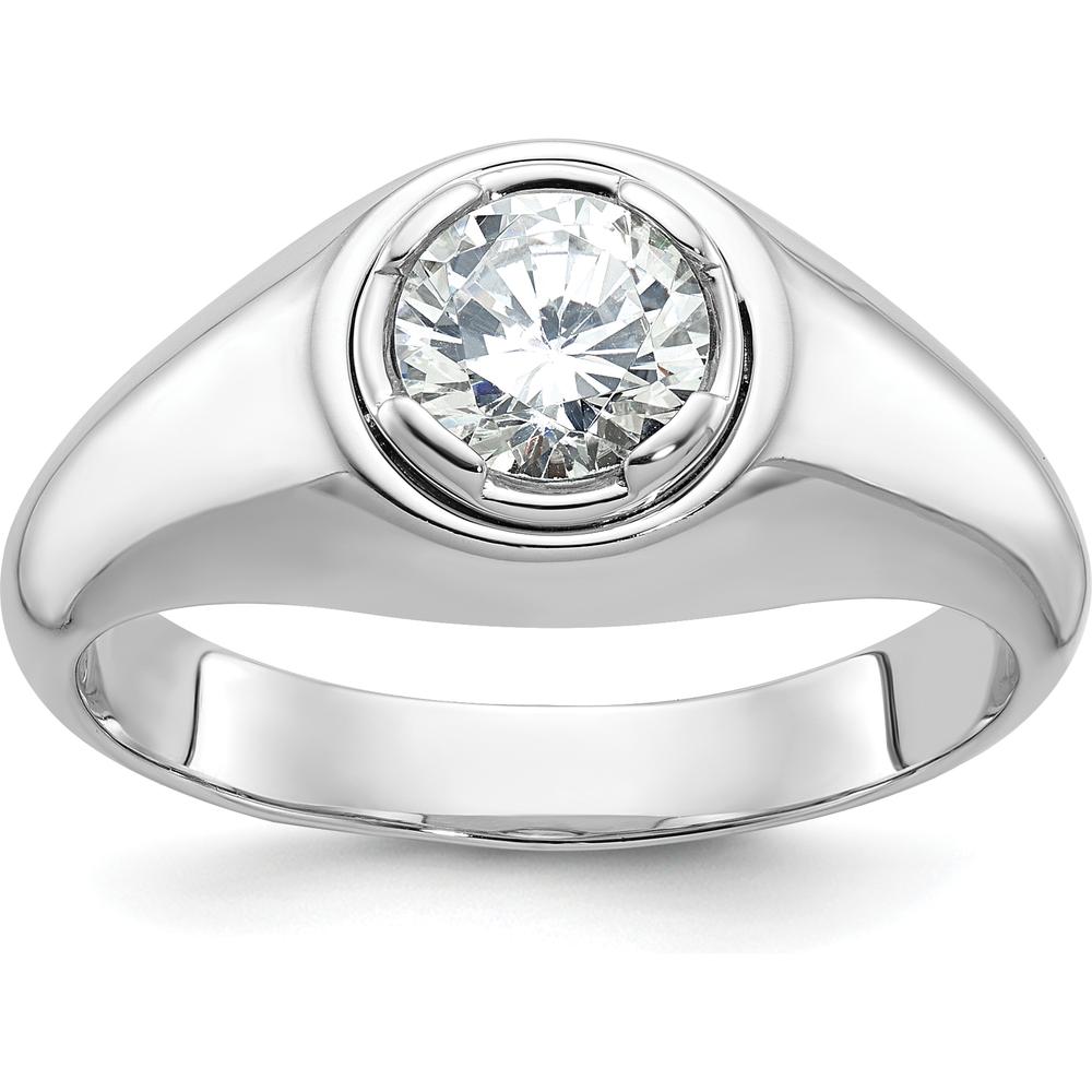 10K White Gold Fancy Men's Ring Mounting with Polished Finish and Rhodium Plating by IBGoodman