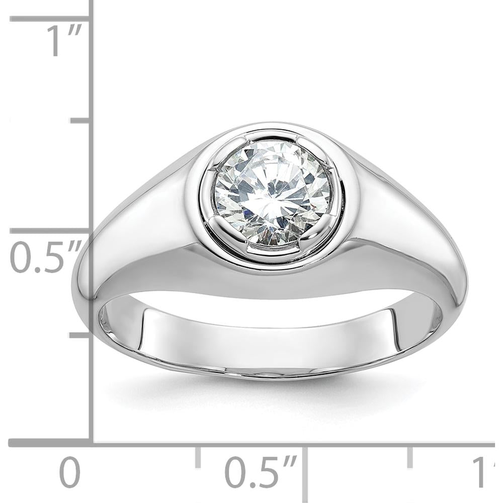 10K White Gold Fancy Men's Ring Mounting with Polished Finish and Rhodium Plating by IBGoodman
