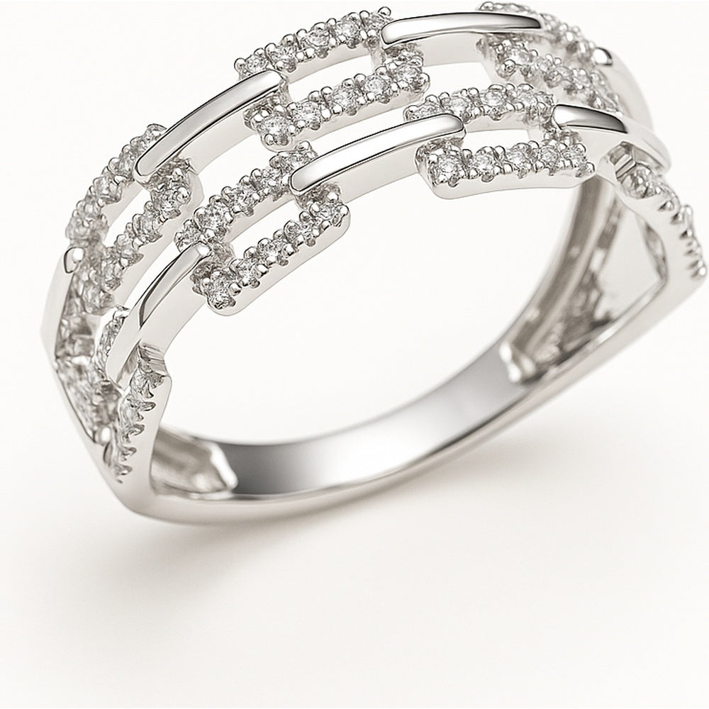 10K White Gold Fashion Ring with Prong Set Round Diamonds - 0.35 Carat Total Diamond Weight by Auriventus