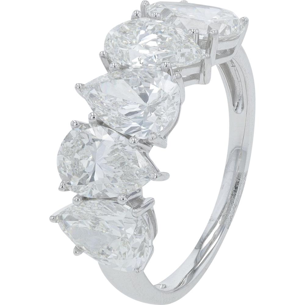 10K White Gold Five Stone Pear Cut Lab Grown Diamond Band - 4.00 Carat Total Diamond Weight