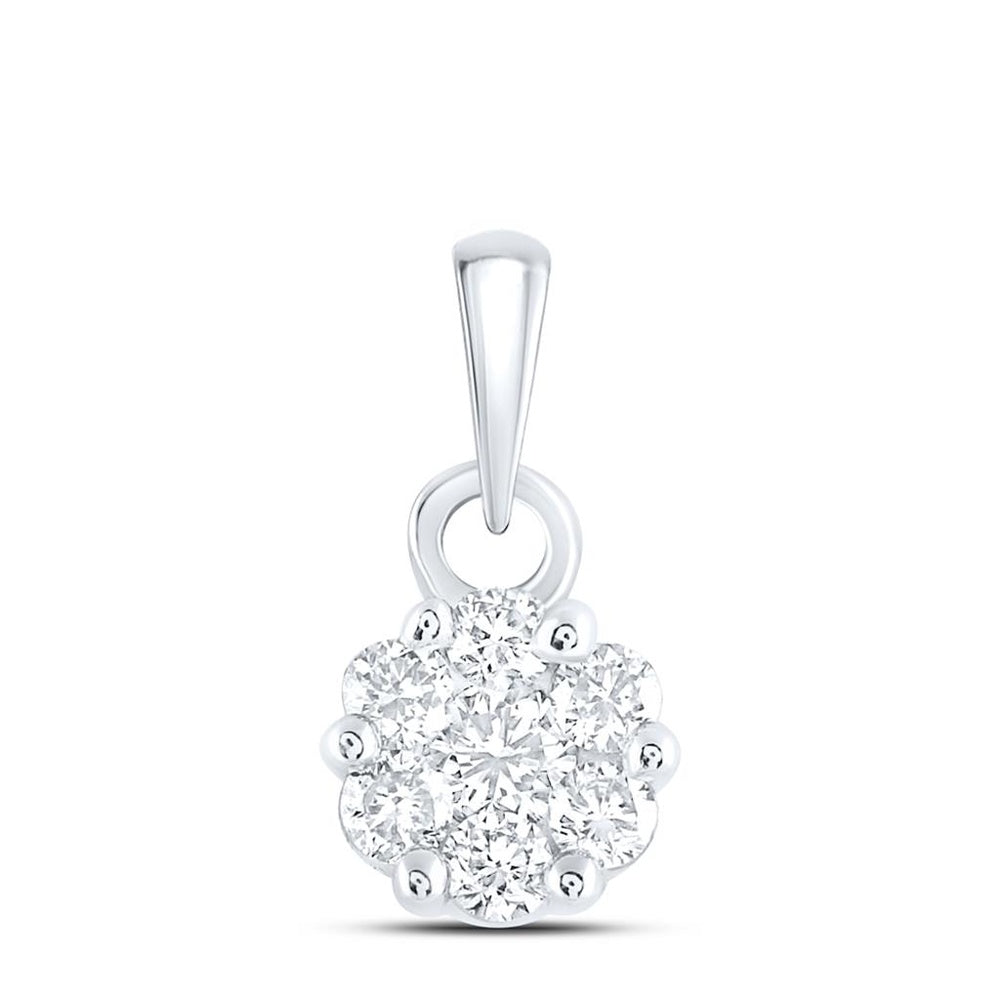 10K White Gold Flower Pendant