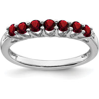 10K White Gold Garnet and Diamond 7-Stone Ring - 0.08 Carat Total Garnet Weight, 0.006 Carat Total Diamond Weight by 0