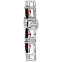 10K White Gold Garnet and Diamond Cross Slide Pendant with Rhodium Plating by Oro Pregiato