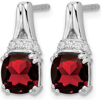 10K White Gold Garnet and Diamond Drop Earrings - 1.25 Carat Garnet, 0.07 Carat Total Diamond Weight by Monteluci Fine Jewelry