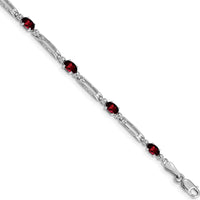 10K White Gold Garnet and Diamond Tennis Bracelet - 0.30 Carats Total Garnet Weight, 0.005 Carats Diamond Weight by Monteluci Fine Jewelry