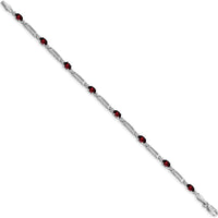 10K White Gold Garnet and Diamond Tennis Bracelet - 0.30 Carats Total Garnet Weight, 0.005 Carats Diamond Weight by Monteluci Fine Jewelry