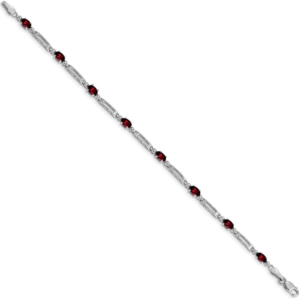10K White Gold Garnet and Diamond Tennis Bracelet - 0.30 Carats Total Garnet Weight, 0.005 Carats Diamond Weight by Monteluci Fine Jewelry