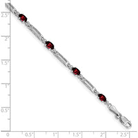 10K White Gold Garnet and Diamond Tennis Bracelet - 0.30 Carats Total Garnet Weight, 0.005 Carats Diamond Weight by Monteluci Fine Jewelry