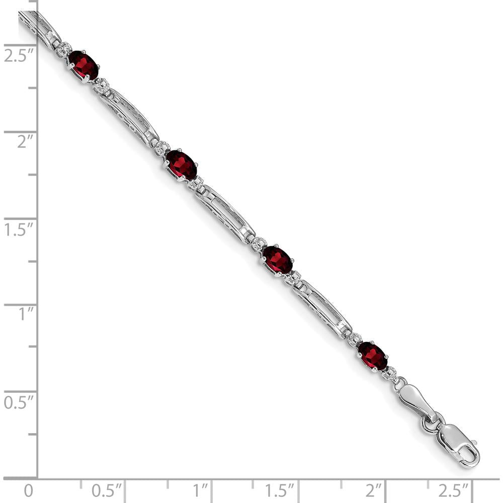 10K White Gold Garnet and Diamond Tennis Bracelet - 0.30 Carats Total Garnet Weight, 0.005 Carats Diamond Weight by Monteluci Fine Jewelry