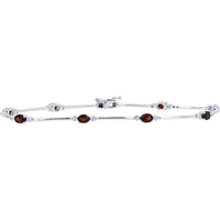 10K White Gold Garnet & Diamond Tennis Bracelet - 1.60 Carats Garnet, 0.18 Carats Diamonds