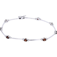 10K White Gold Garnet & Diamond Tennis Bracelet - 1.60 Carats Garnet, 0.18 Carats Diamonds