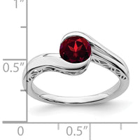 10K White Gold Garnet Bypass Ring - 0.71 Carat Round Garnet by 0