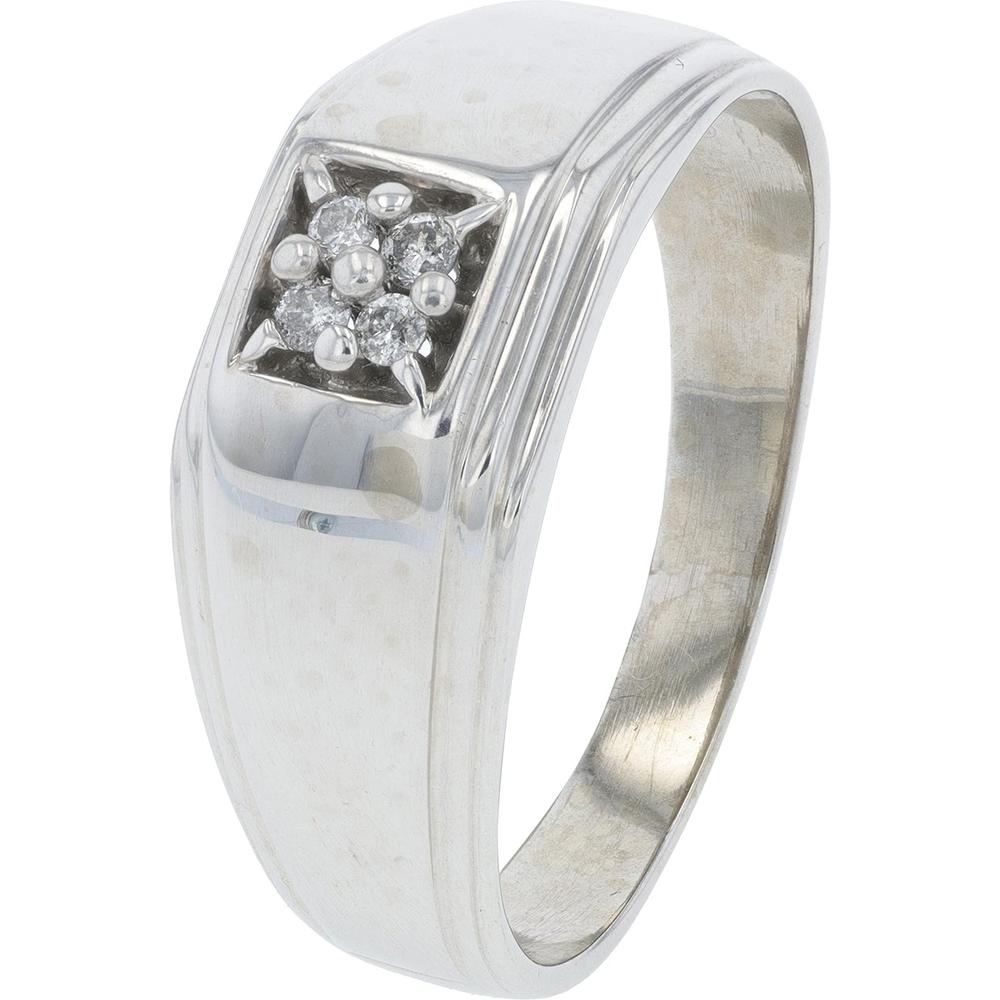 10K White Gold Gents Wedding Band with 0.10 Carat Total Diamond Weight in Star Setting