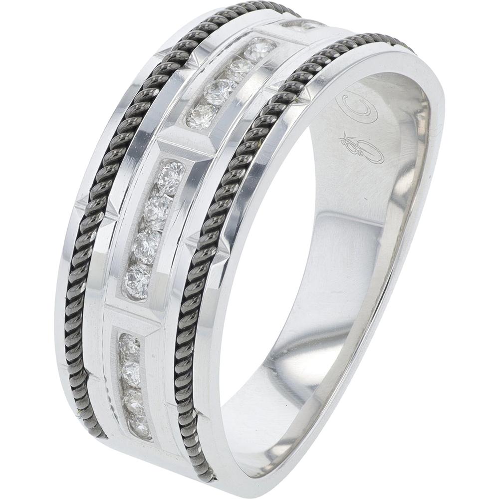 10K White Gold Gents Wedding Band with 0.25 Carat Diamond Detail
