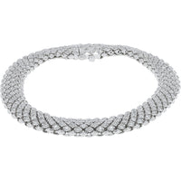 10K White Gold Geometric Honeycomb Diamond Bracelet with Prong-Set Round Diamonds - 3.00 Carat Total Diamond Weight